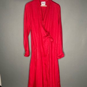 RARE Flax Lagenlook Kimono Maxi Wrap Dress/Duster Large